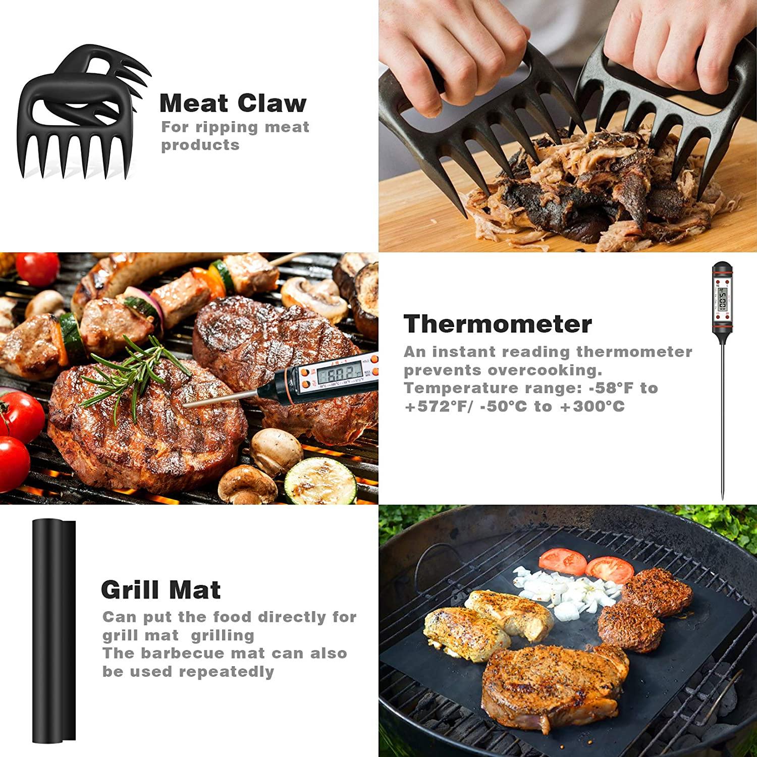 Cifaisi BBQ Grill Accessories Set 38pcs Stainless Steel Grill Tools Grilling Accessories with Aluminum Case Thermometer Grill Mats for Camping/backyar